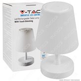 V-Tac VT-7515 Lampada da Tavolo LED 4W Touch Dimmerabile Colore Bianco a Batteria Ricaricabile - SKU 8930