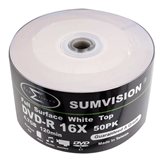 Sumvision DVD-R 4,7GB 120 Minuti 16x White Top in Spindle da 50 pezzi
