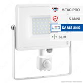 V-Tac PRO VT-30-S Faretto LED 30W Ultra Sottile Slim Chip Samsung con Sensore Colore Bianco - SKU  457 / 458 / 459 - Colore : Bianco Naturale