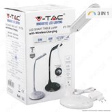 V-Tac VT-7705 Lampada da Tavolo LED 4W Multifunzione con Stazione di Ricarica Wireless Colore Bianco - SKU 8605