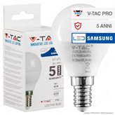 V-Tac PRO VT-270 Lampadina LED E14 7W MiniGlobo P45 Chip Samsung - SKU 864 / 865 - Colore : Bianco Naturale