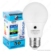 Century LED Sensor E27 6W Bulb A60 con Sensore Crepuscolare - Colore : Bianco Caldo