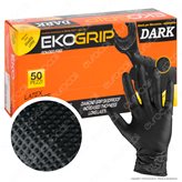 Gardening EKO Grip Dark Guanti Monouso Antiscivolo Neri in Nitrile Senza Talco - Confezione da 50 pezzi - Taglia : M - Medium