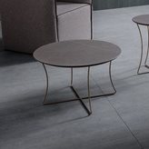 Tavolino rotondo da salotto Gabriel Ø60 (Colore struttura: Bronzo metallizzato - Colore piano: Tobacco)