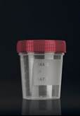Contenitore 120 ml per urina in polipropilene tappo a vite rosso, con superficie di scrittura, sterile - Conf.300 pz.