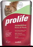 Prolife Cat Sensitive Adult Renna e Patate - 85gr - PACCO : PACCO DA 24 BUSTE (CONVIENE)