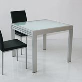 Tavolo quadrato allungabile Conrado (Colore:  struttura tortora chiaro/vetro temperato in tinta)