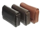 Leather trousse for 4 pipes, tobacco and accessories - Color : Testadimoro