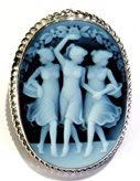 3 Graces silver blue cameo brooch - Cameo Size : 1 inch.