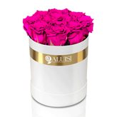 12 Rose Fucsia Stabilizzate - Colore flower box  : Flower box nera
