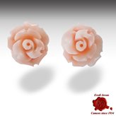 Pink coral Rose Earrings Gold - Beads Size : 8 mm