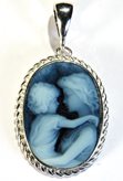 Mother and Baby Cameo Jewelry Blue necklace
