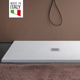 Piatto Doccia Mineralmarmo effetto pietra made in Italy scarico centrale colore Bianco modello AMALFI (Dimensioni: 90x150)