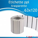 63x120 mm Etichetta polipropilene PPL TRASPARENTE adesiva stampabile in bobina