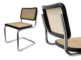 Cesca sedia in metallo cromato con telaio in legno