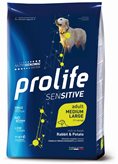 Crocchette per cani Prolife sensitive adult coniglio e patate medium/large nutrigenomic 10 Kg