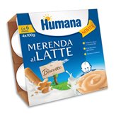 Humana Merenda Al Latte - Biscotto 4 Vasetti Da 100g