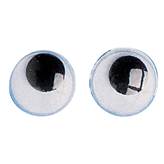 Occhi mobili adesivi tondi neri - 15 mm