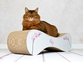 LE VER Cat-On Tiragraffi in Cartone Ondulato Small - Cat-On Cartella Colore : 019  - Fiore Asia Bianco su Beige-Grigio