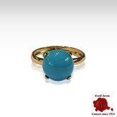 Round Turquoise Ring in Gold