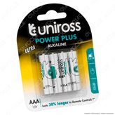 Uniross Pile Alcaline Power Plus AAA / LR03 / Ministilo / Micro 1,5V - Blister da 4 Batterie