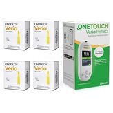 4X OneTouch Verio - 100 Strisce Reattive per il Controllo della Glicemia + Glucometro - Promo Pack