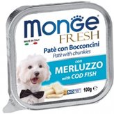 Monge Dog Fresh Paté e Bocconcini con Merluzzo 100g - Peso : 100g