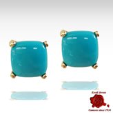 Square Turquoise Stud Earrings Gold