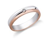 Fede Nuziale Oro Bianco Rosa con diamante FAD140BR - Misura anello : 24-Incisione: Interna (gratuita); -Testi incisioni: Orlando