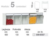 Cassettiera  Porta minuteria 5 cassetti trasparenti H.150 x P.100 x L.113 mm Basculanti in Plastica