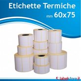60x75 mm Rotolo etichette TERMICHE adesive bianco stampabili in termico diretto