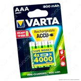 Varta Rechargeable Accu 800mAh Pile Ricaricabili Ministilo AAA - Blister 4 Batterie