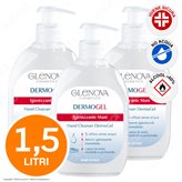 3 Flaconi da 500ml Glenova Dermogel Gel Alcolico Sanificante Igienizzante Mani Efficace Contro Germi e Batteri