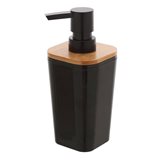 Dispenser Sapone in Plastica e Bamboo di colore Nero Opaco