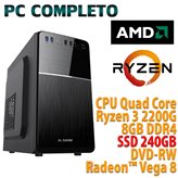 Computer Assemblato AMD Ryzen 3 3200G Ram 8GB SSD 240GB DVD-RW USB 3.0