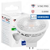 V-Tac PRO VT-267 Lampadina LED GU5.3 (MR16) 6,5W Faretto Spotlight Chip Samsung - SKU 207 / 208 / 209 - Colore : Bianco Caldo