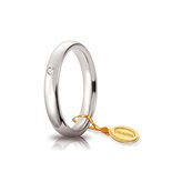 Fede Nuziale Unoaerre Comoda 3,5 mm Oro bianco con diamante - Misura anello : 19-Incisione: Interna (gratuita); -Testi incisioni: Livio 9/12/2023