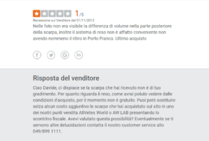 Esempio risposta recensione negativa