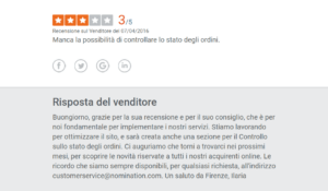 Esempio di risposta a recensione negativa