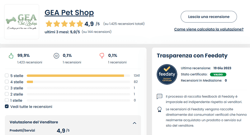 Merchant page recensioni Feedaty